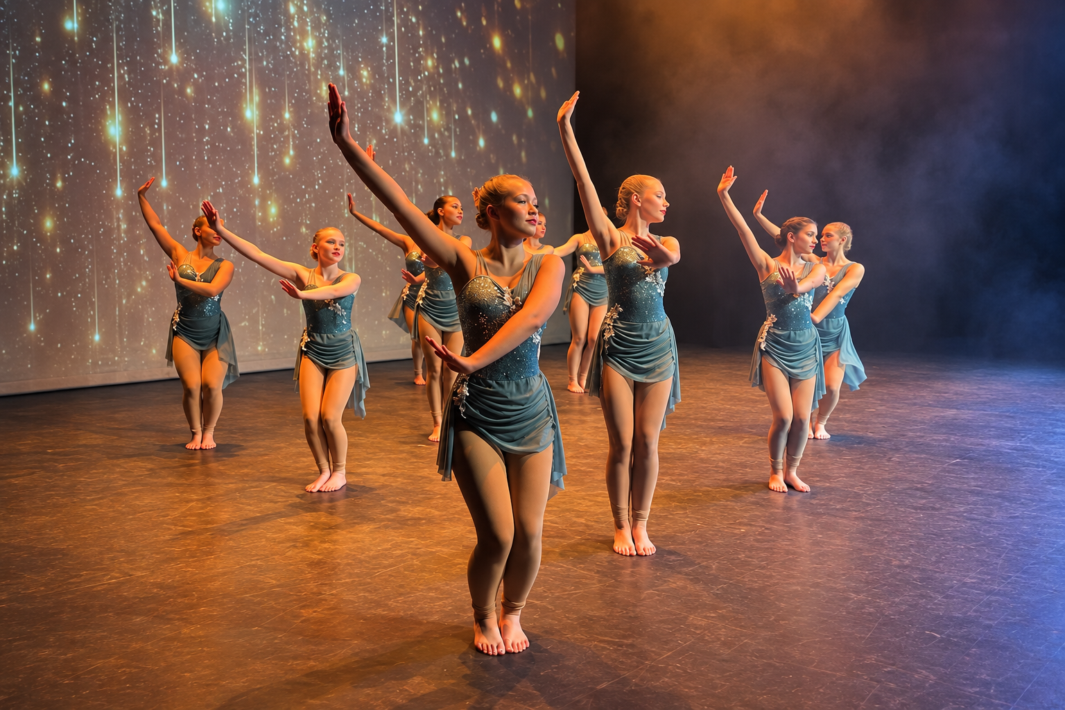 Kay Academy modern dancers performing on stage
